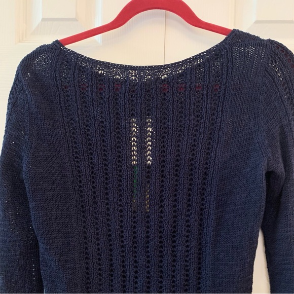 Rachel Zoe Navy Blue Crochet Long Sleeve Sweater NWT - Picture 3 of 11